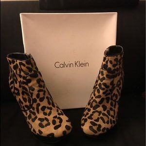 Calvin Klein Booties — Calf Hair Leopard Print